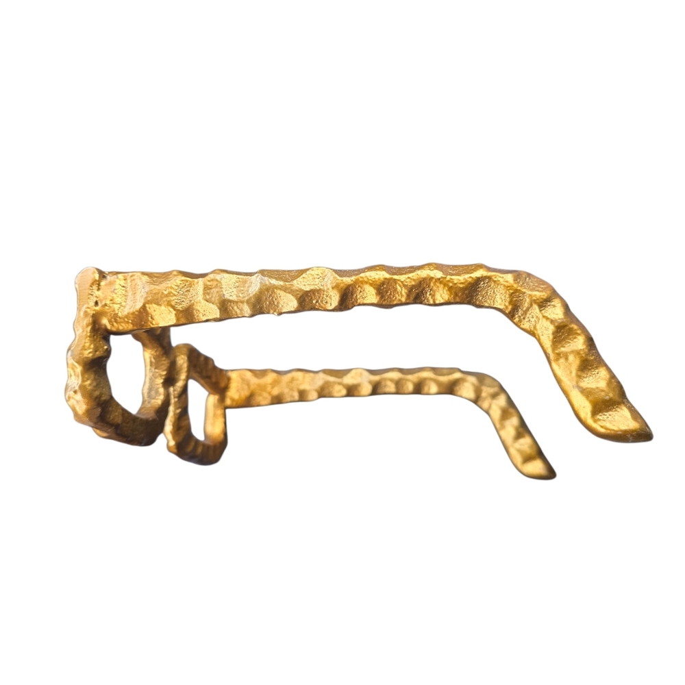 Vintage Brutalist Gold Cast Metal Eyeglasses Sculpture Desk Decor - Picture 3 of 8